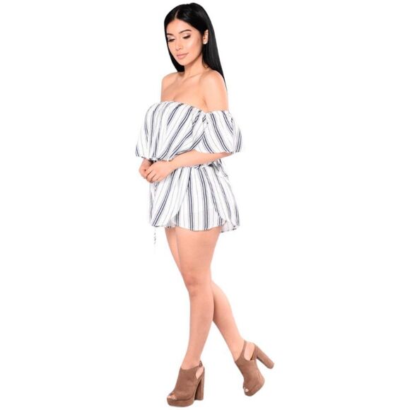 Fashion Nova Strive For Stripes Romper - Picture 4 of 10